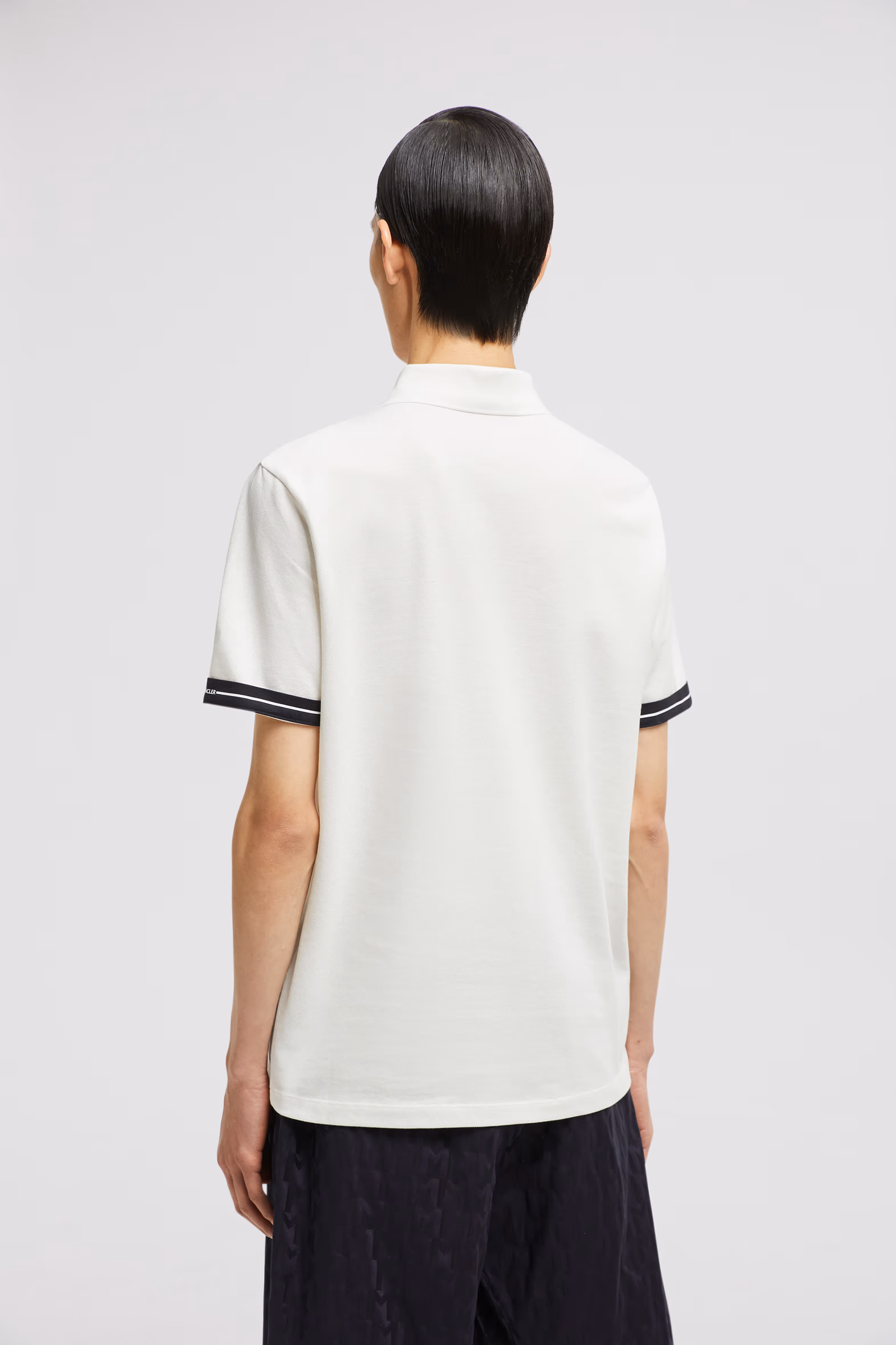Logo Cotton Piquet Polo Shirt Men White Moncler 5